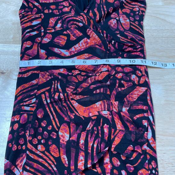 Fuzzi NWOT Abito Ruched Sleeveless A-Line Dress Passion V-Neck Faux Wrap S/M - Picture 7 of 9